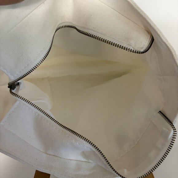 Cozy Earth Natural Canvas Tote Bag Faux Leather Handles Zipper Closure NEW - Picture 6 of 7